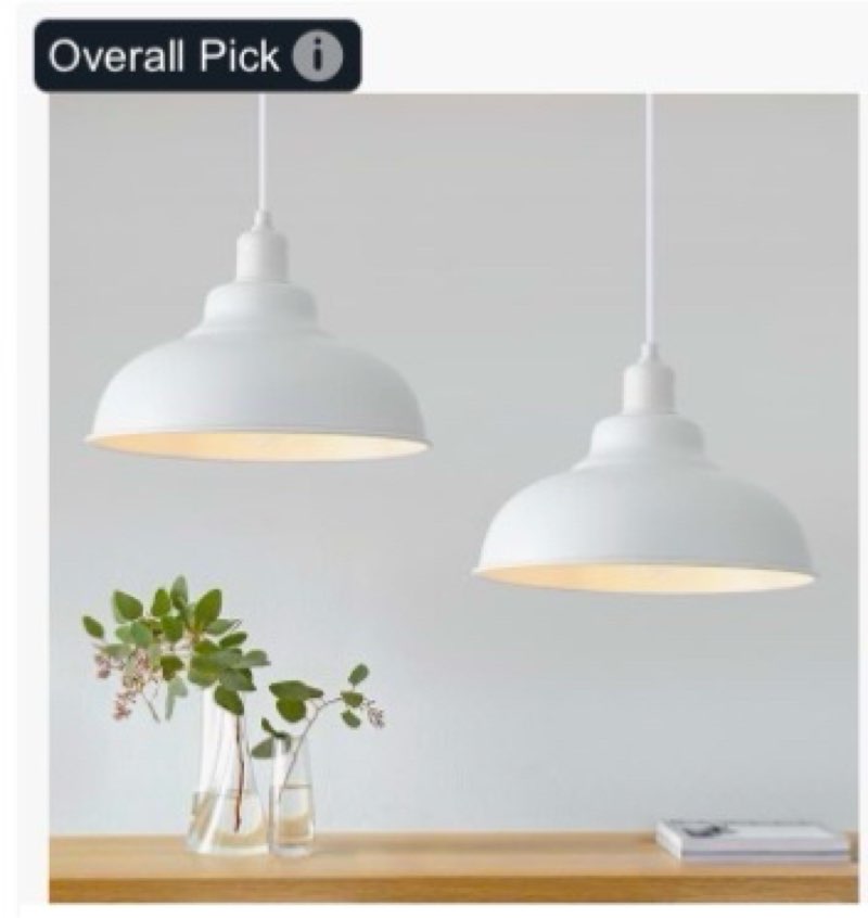 COTTMIC White Pendant Lights 2 Pack, Farmhouse Pendant Light, 10.2in Modern Kitchen Light Fixtures, 