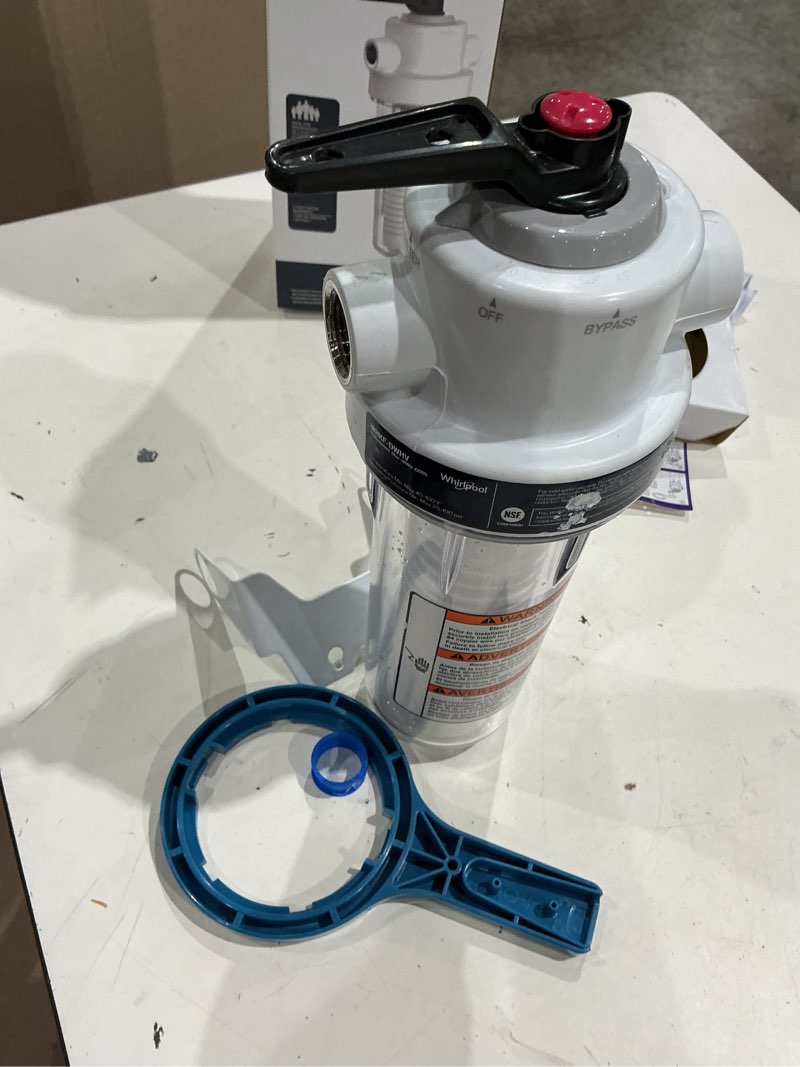 Condition photo showing As Is for whirlpool sediment whole house water filtration system single-stage 4-gpm