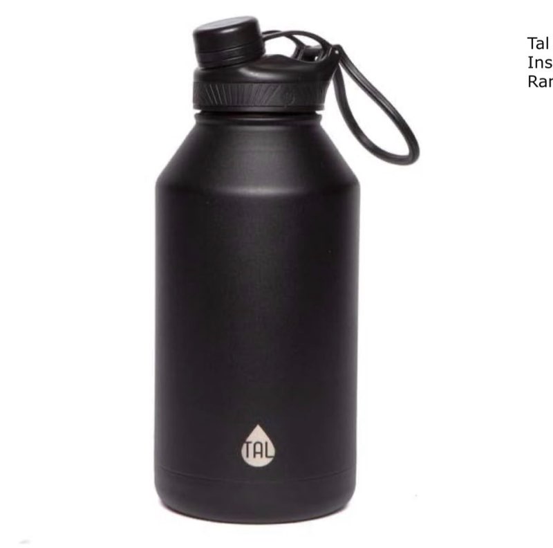 Tal Water Bottle Double Wall Insulated Stainless Steel Ranger Pro - 64oz - Black