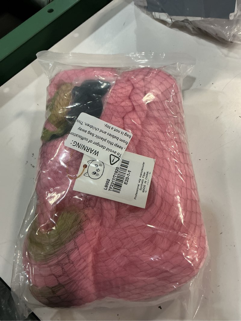 Condition photo showing Good Condition for max beauty anime pink and green wig for mitsuri cosplay braided hair wig with pigtails halloween party + cap