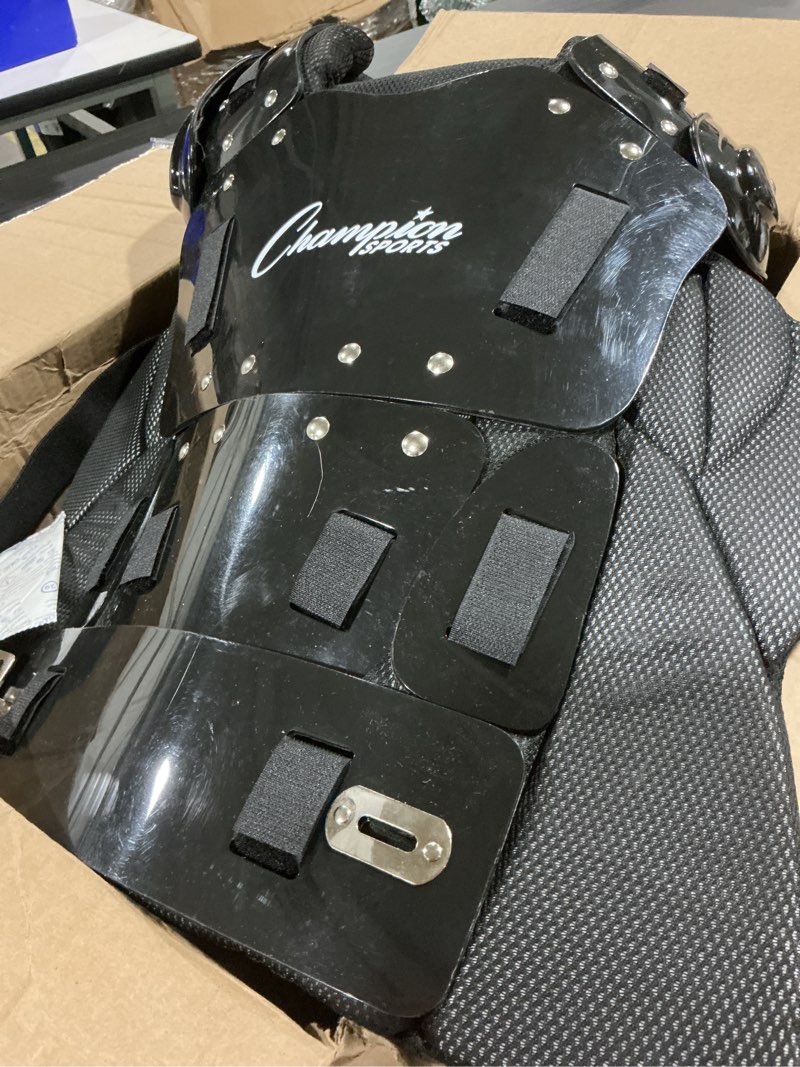 Condition photo showing As Is for champion sports 17" outside plastic shield pro model umpire chest protector - soft foam padded chest protector - adult