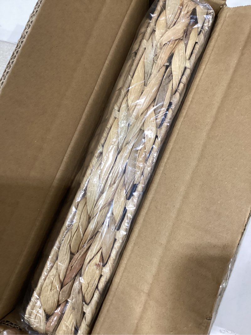 Condition photo showing New/Like New for 2 Pcs A4 File Tray, Water Hyacinth Desk Basket, Wicker Paper Tray File Baskets, Woven Letter Size Documents Trays, Magazine Files Storage Basket Organizer Bin for Office, Toilet, Desk