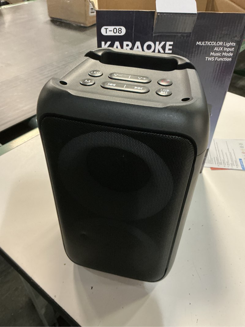 Condition photo showing Good Condition for bluetooth speaker with 2 wireless microphones - big party speaker for adults kids karaoke with lights - portable rechargeable floorstanding speakers support tws/aux/usb/tf card for home party gift