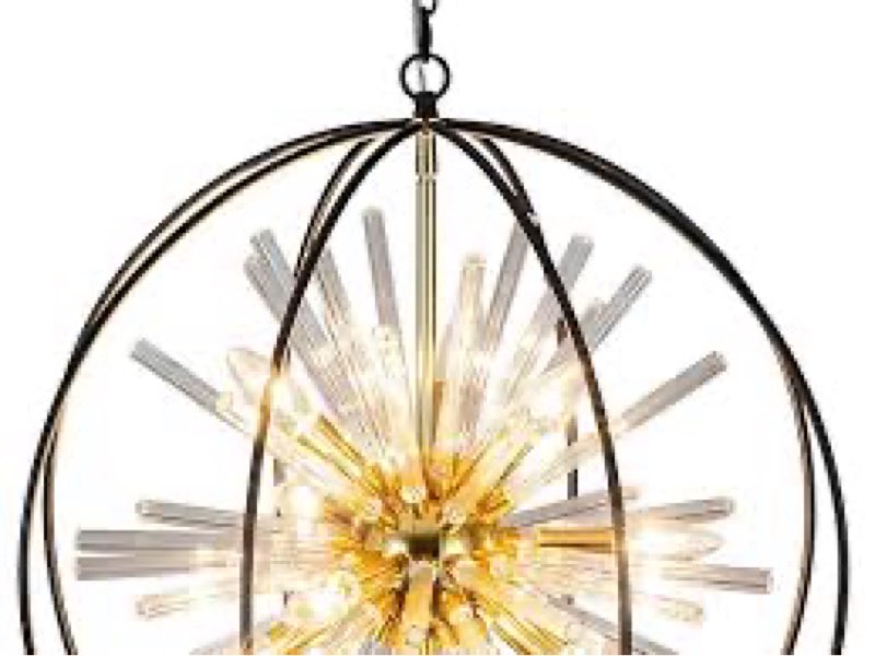 Zezzio 22" Globe Crystal Sputnik Chandelier 10-Light Modern Dining Room Light Fixture Foyer Chandeli