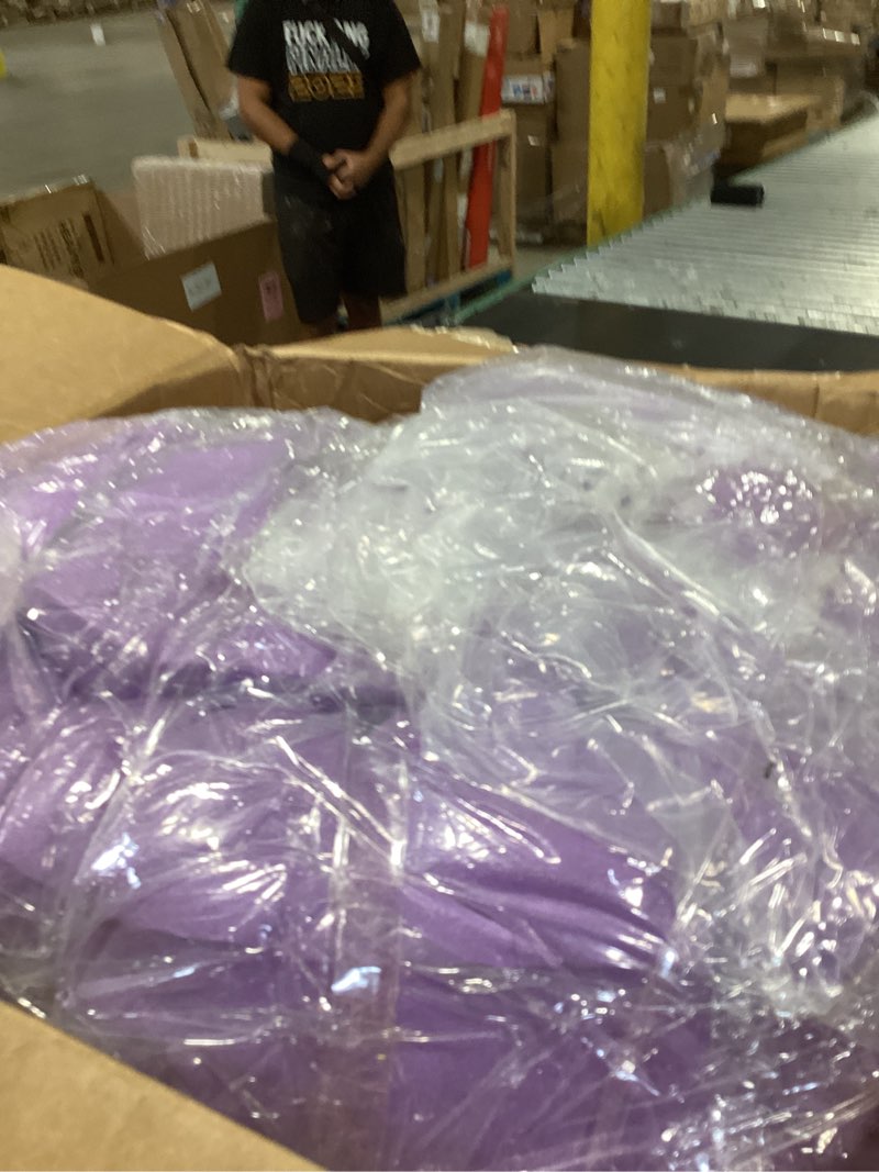 Condition photo showing As Is for egohome egg crate memory foam mattress topper 4 inch full, gel cooling infused foam mattress topper for pressure relief, certipur-us certified bed topper, purple, 54"×75"