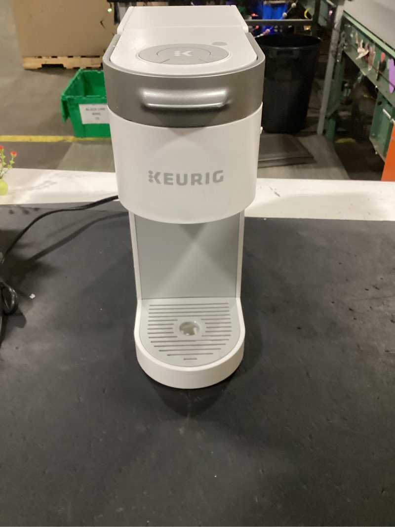 Condition photo showing As Is for (incomplete) keurig k-slim single serve k-cup pod coffee maker, multistream technology, 3 brew sizes, slim and sleek design, 46oz removable reservoir, white