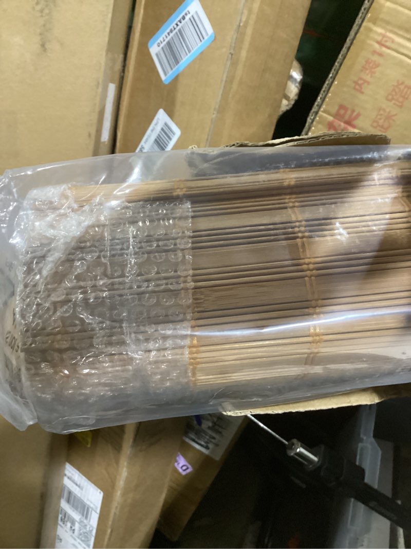Condition photo showing New/Like New for lazblinds no tools no drill cordless bamboo roman shades, light filtering window treatment, roll up bamboo blinds for window 34'' w x 64'' h, squirrel squirrel 34'' w x 64'' h