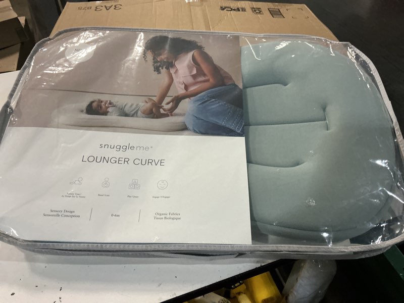 Condition photo showing Good Condition for snuggle me® baby lounger curve - premium organic cotton with foam core, machine-washable cover, buttery-soft & breathable cspc compliant infant lounger baby nest pillow with travel bag - slate