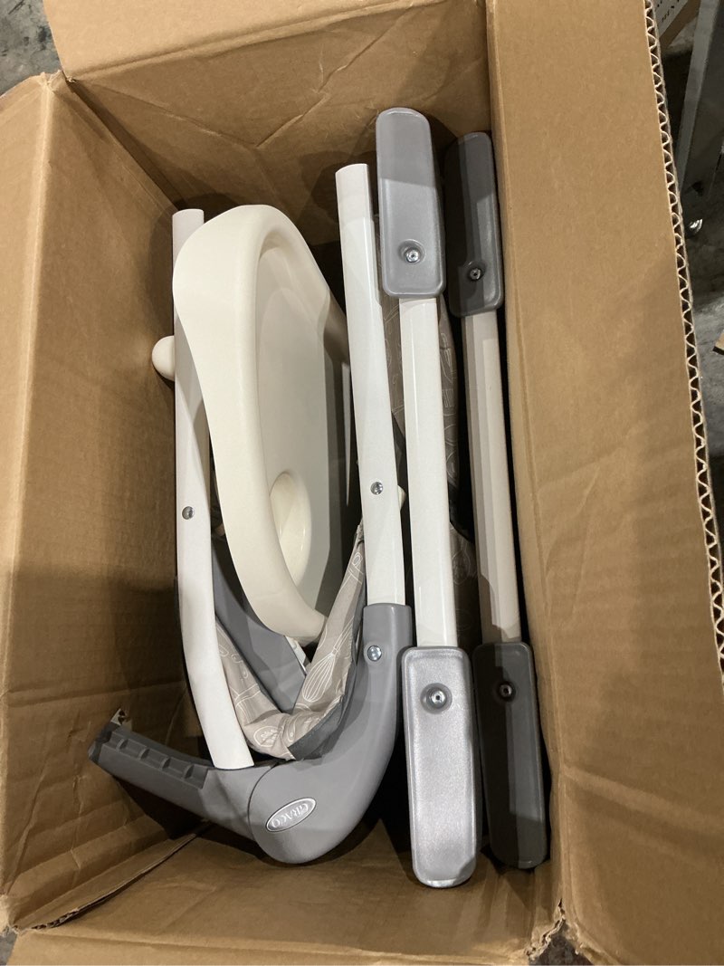 Condition photo showing As Is for graco® slim snacker high chair, ultra slim, fast-folding, multiple recline positions, comfortable feeding, whisk