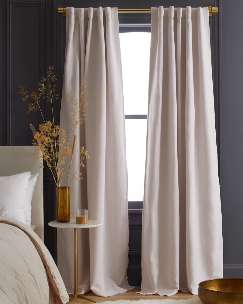  quince european linen room darkening curtain  vintage blush 96x96 