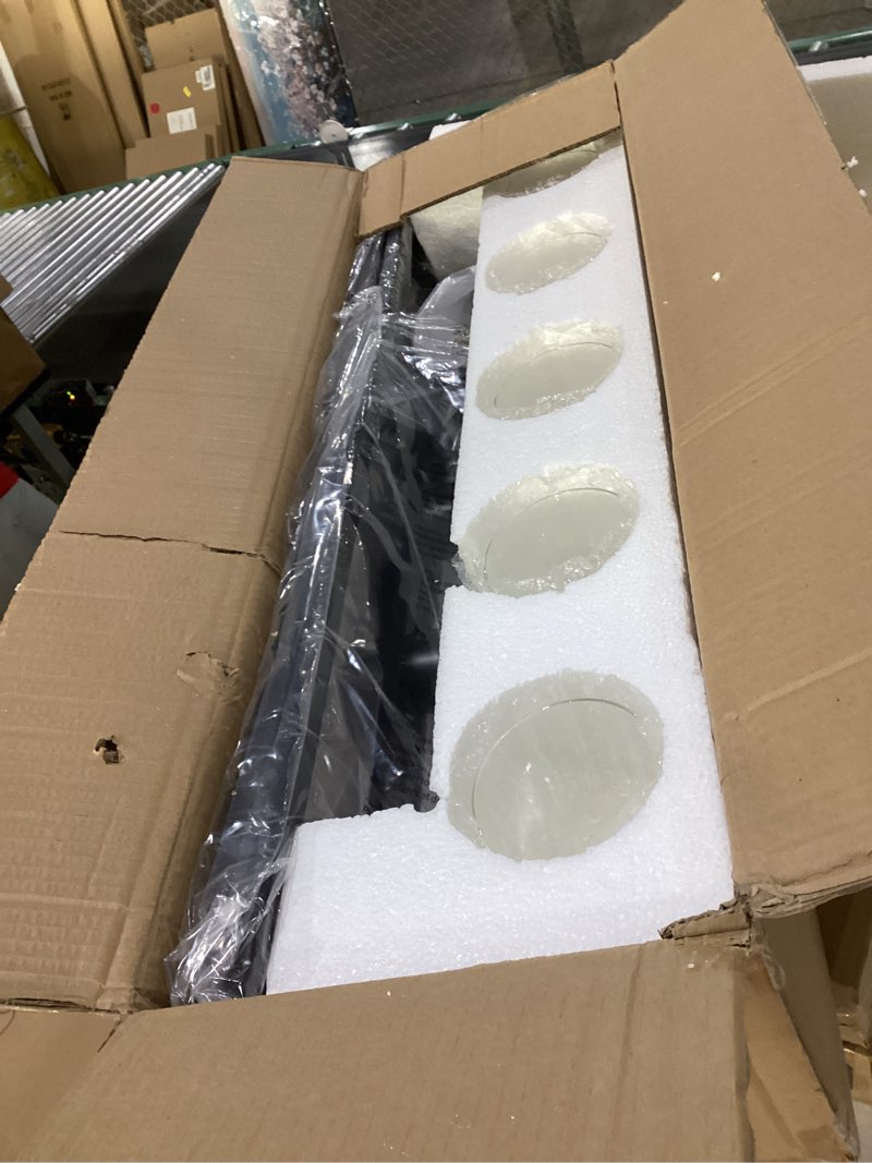 Condition photo showing New/Like New for Black Dining Room Light Fixture, 5-Lights Modern Rectangular Chandelier with Clear Glass Shades, Farmhouse Linear Island Lights for Kitchen Pool Table Bar, L35.4