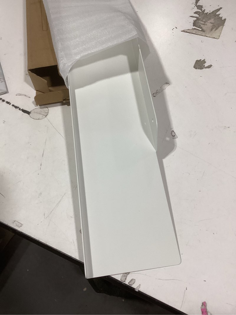 Condition photo showing Good Condition for Floating Shelf for Wall, Off Center Metal Shelf for Decor, Modern Wall Shelf for Storage with Lip, Hanging Shelf for Living Room Bedroom Bathroom Kitchen Plants(White, 20") 20in White