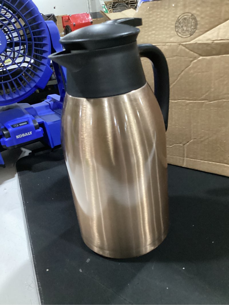 Condition photo showing As Is for 68 oz coffee carafe, stainless steel insulated coffee carafe with lid, vacuum coffee dispenser, coffee carafe, hot water, tea, hot drinks 