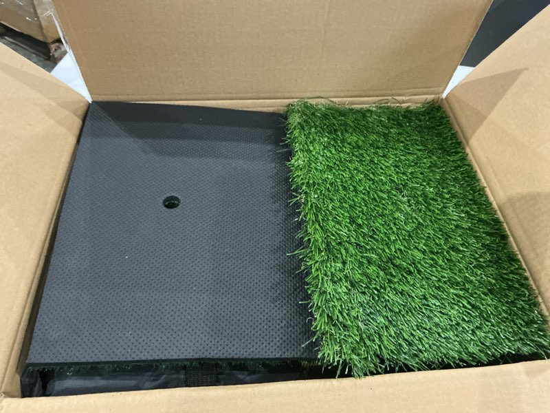 Condition photo showing Good Condition for golf net, 10x7ft home golf hitting aids equipment with foldable tri-turf mat for backyard driving chipping swing with training target/balls/tee for outdoor indoor, gifts for men him dad golfers