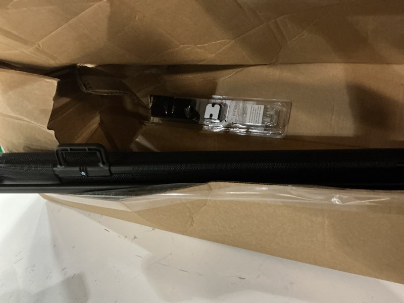 Condition photo showing As Is for HAMOPY Retractable Baby Gate, 33" Tall, Extends up to 55" Wide, Durable Auto-Lock Baby Gates for Stairs, Mesh Dog Gate and Child Safety Gates for Doorways, Hallways, Indoor, Outdoor(Black) Black Auto-Lock 33" Tall x 55" Wide