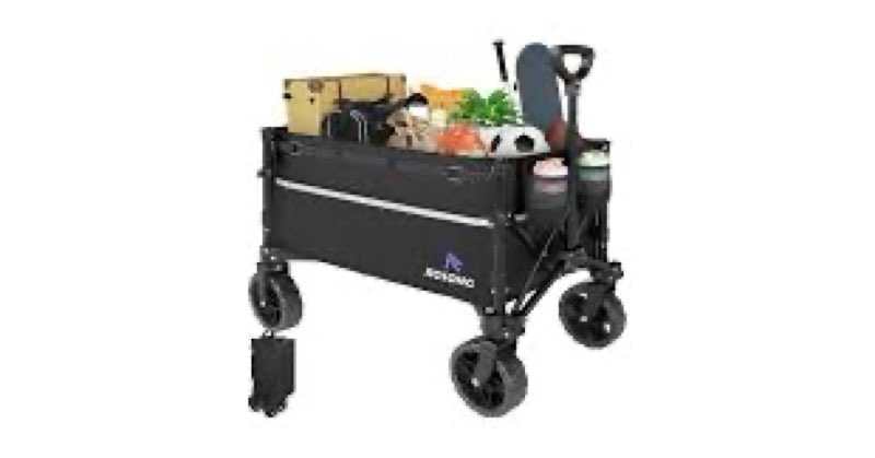 ROSONG Collapsible Wagon Cart with Wheels Foldable - Folding Utility Heavy Duty Wagons Carts for Gro