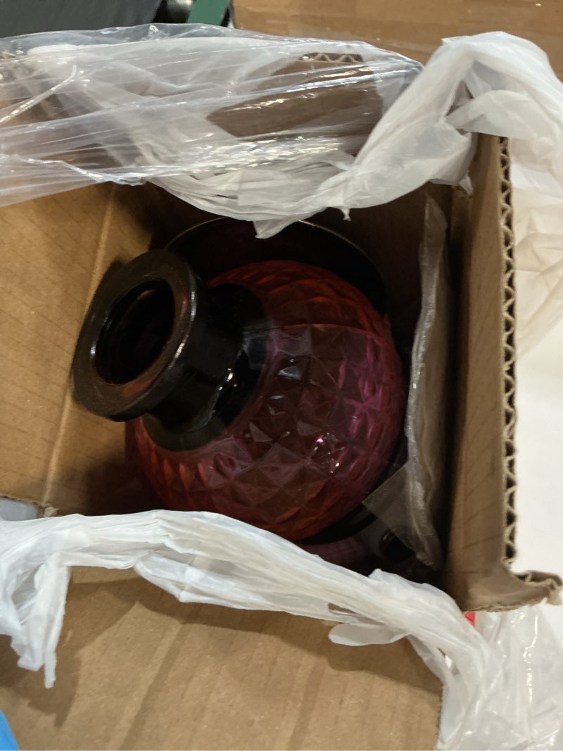 Condition photo showing As Is for 12'' hookah set 2 hose hookah set with everything - modern shisha hookah glass vase hollow-carved, hookah foil, hookah tips (black) 01-pink