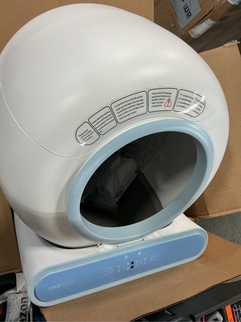 Condition photo showing As Is for self cleaning litter box, integrated safety automatic cat litter box self cleaning 65l+9l for multip