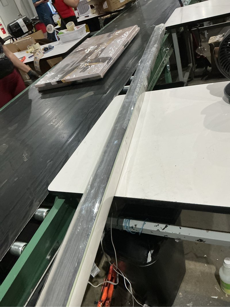 Condition photo showing As Is for allen + roth 96-in x 96-in stone light filtering cordless outdoor roller shade