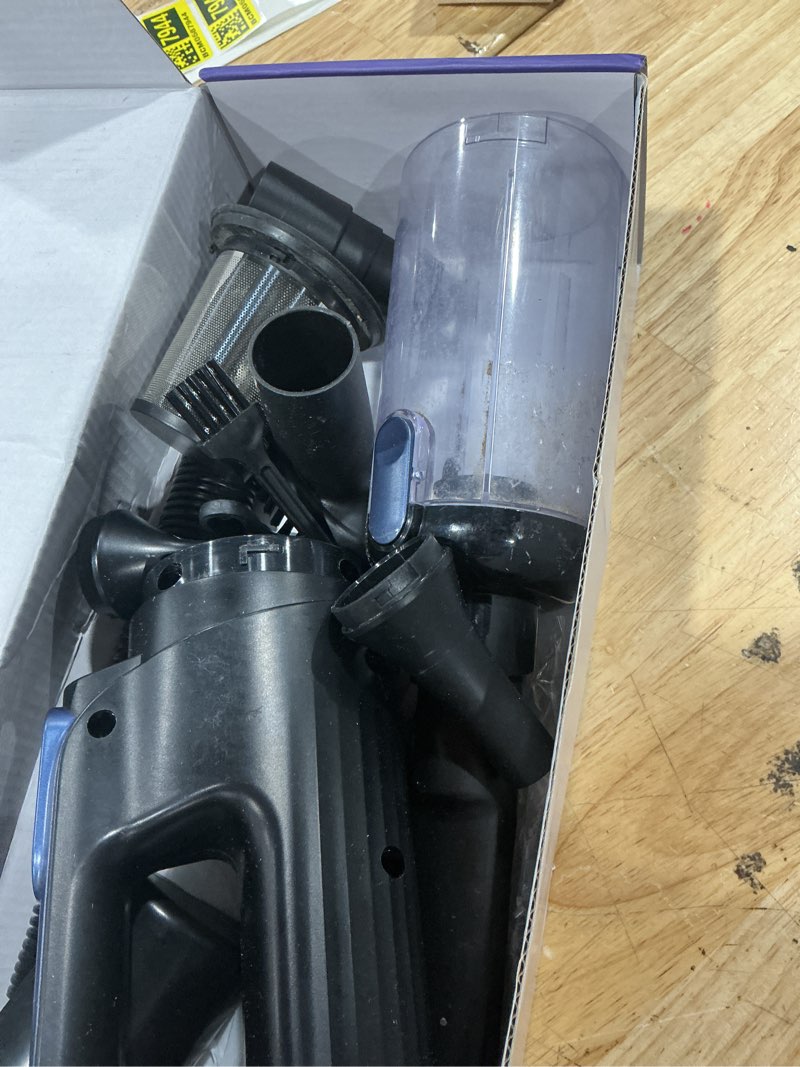 Condition photo showing As Is for monozel car vacuum portable cordless, 18000pa 2 in 1 vacuum cleaner&air duster, 130w brushless motor handheld vacuum cordless with 7800mah battery, led light, multi-nozzles for car, home, office, pet blue