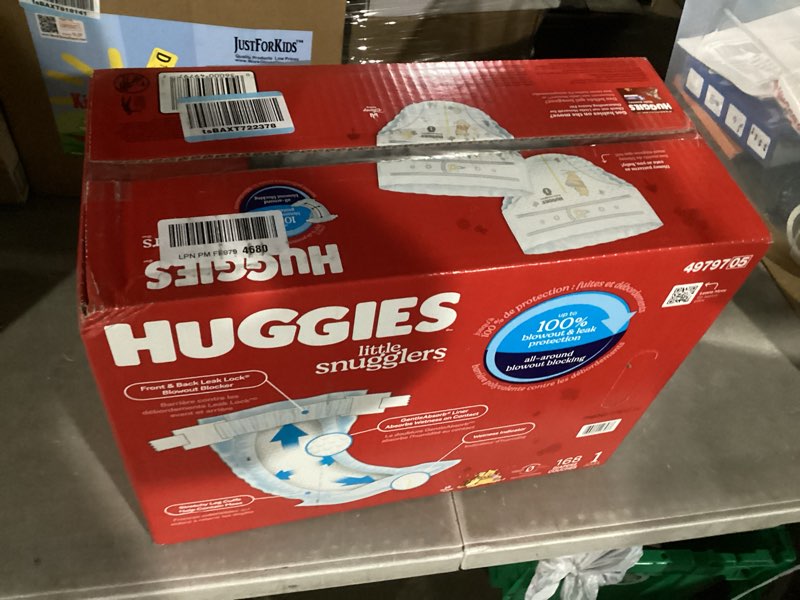 Condition photo showing New/Like New for huggies size 1 diapers, little snugglers baby diapers, size 1 (8-14 lbs), 168 count, packaging may vary size 1 168