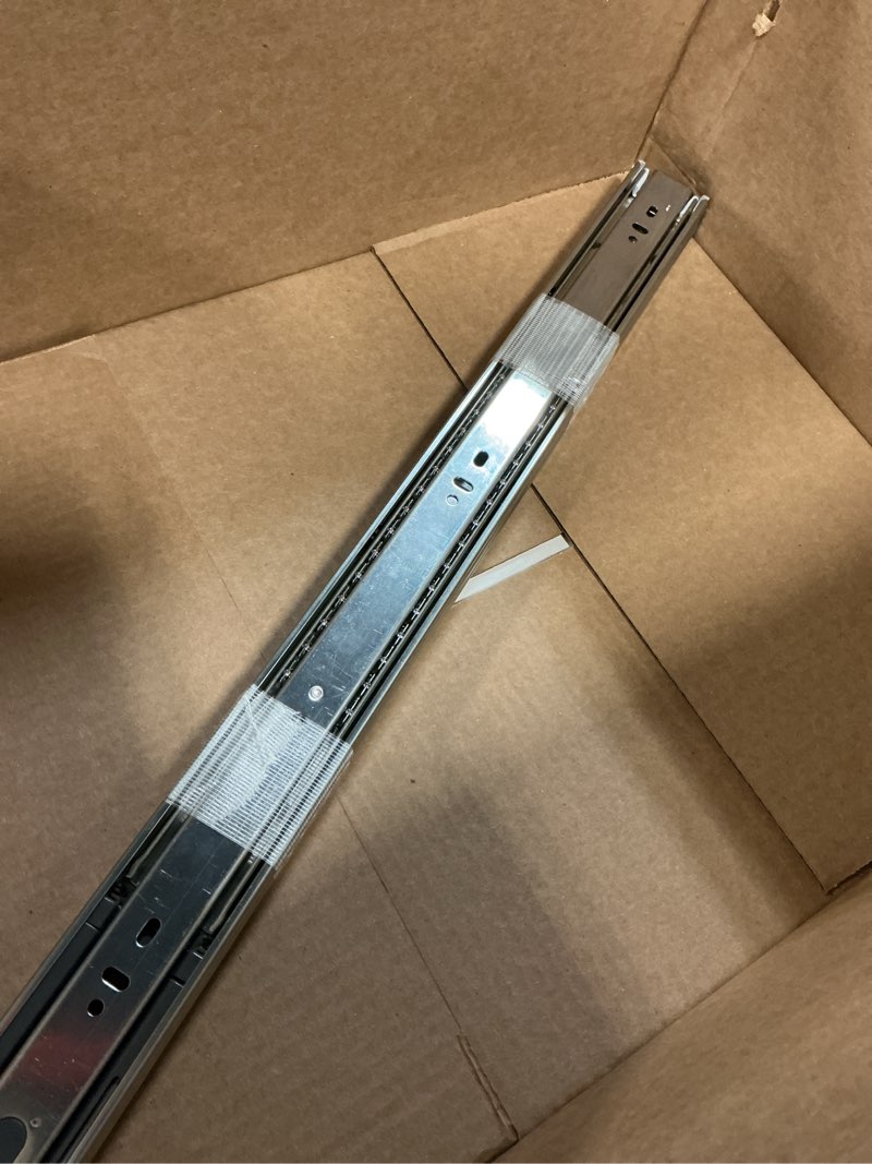 Condition photo showing As Is for (incomplete)hbl’ 1 pair | soft close drawer slides 22 inch, heavy duty cabinet drawer slides replacement - ball bearing full extension, 200 lb capacity, made of cold-rolled steel, rust-resistant & long-lasting. silver 22\" drawer slide 1