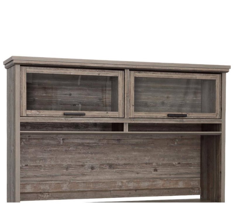 (Incomplete) 1/2 box Be the first to ask a question for SAUDER Aspen Post 65.118 in. Pebble Pine Desk Hutch with Flip-up Glass Doors