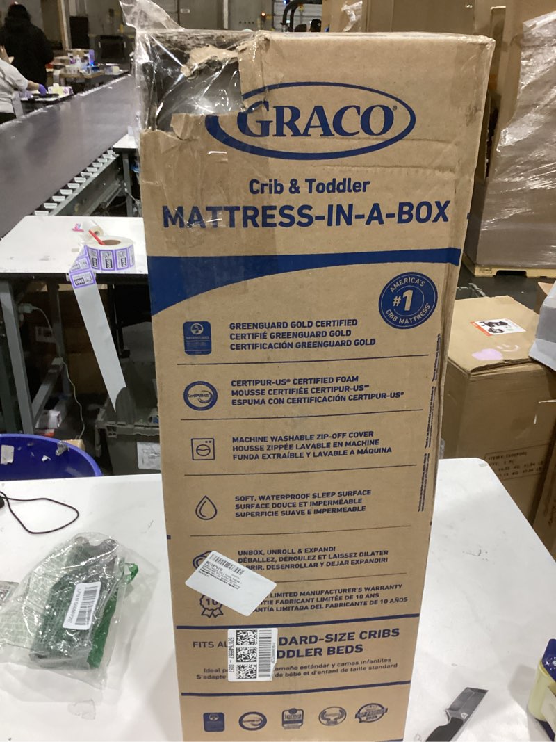 Condition photo showing New/Like New for graco premium crib & toddler mattress â€“ greenguard gold certified, machine washable oeko-tex standard 100 certified cover with waterproof surface, fits any standard full size baby crib & toddler bed