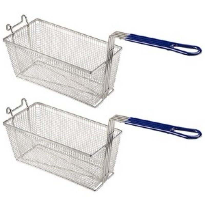 2pcs deep fryer basket with non-slip handle heavy duty nickel plated iron con