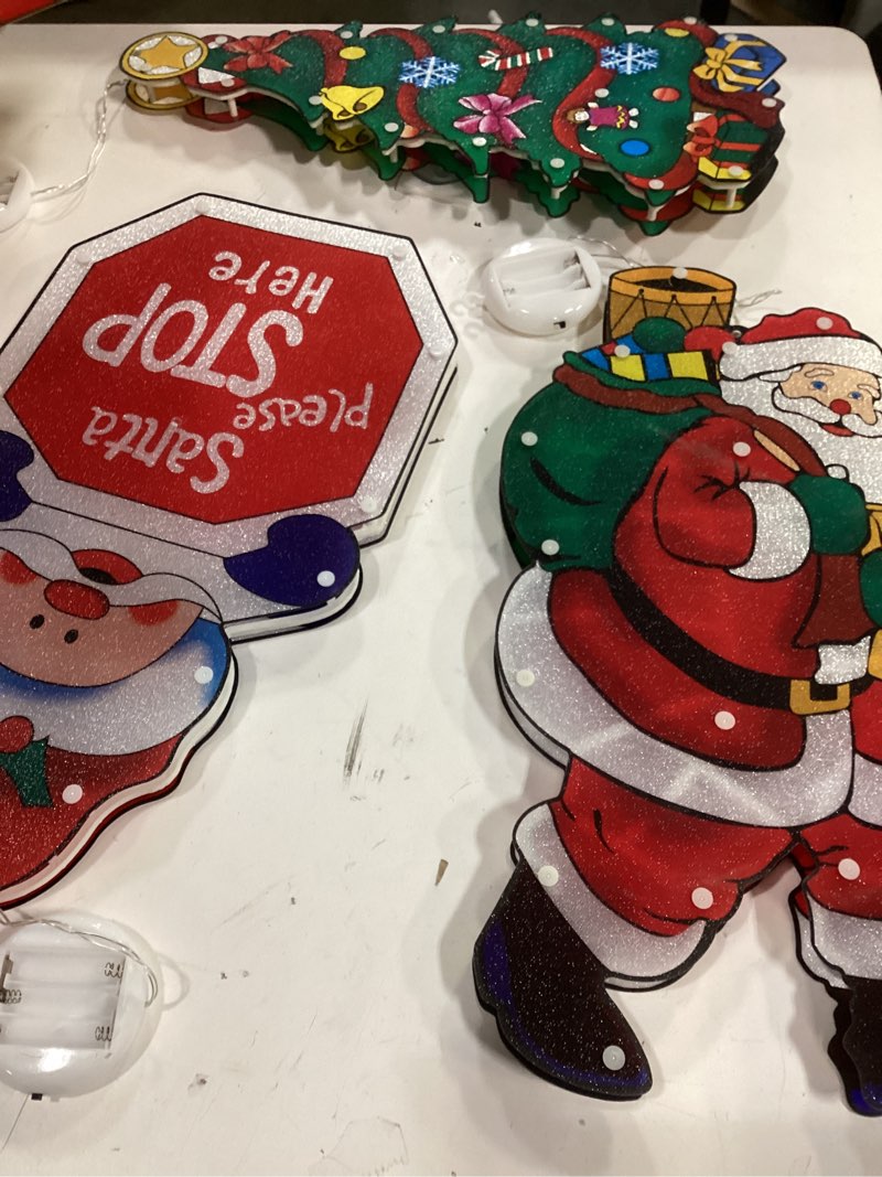Condition photo showing Good Condition for KatchOn, Christmas Lights for Windows - Large, 18 Inch, Pack of 3, Battery Operated | Santa Claus Light Up Window Christmas Decorations | Xmas Lights Outdoor Decorations | Lighted Decor for Party Red