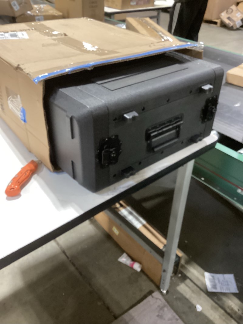 Condition photo showing As Is for Diandian 4U Rack Case Shallow 16" Depth, 19" Rackmount Flight Case, Watertight Dust-Proof, Shock Mount for Amplifier, Pro Audio, DJ Mixer, Effects with Microphone Compartments 4U Rack Space 16" Deep