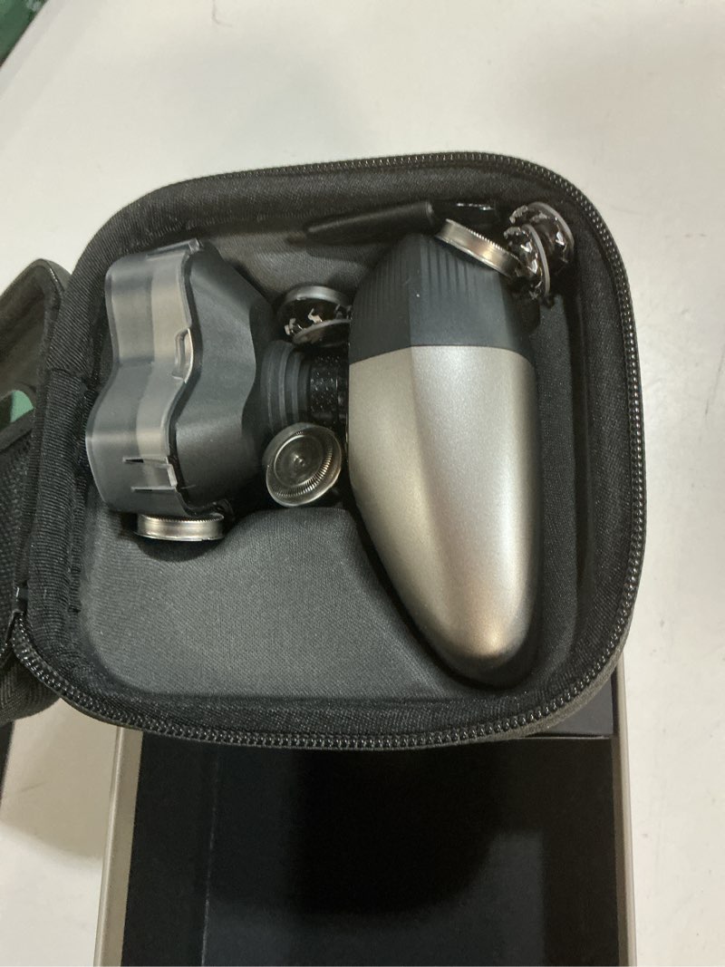Condition photo showing As Is for philips norelco head shaver pro 9000 series - electric shaver for men and women, 360° flexing head & comfortcut blades for clean shave, gentle on skin, model hs9980/40 black series 9000 +qcp, blades, mirror, travel case