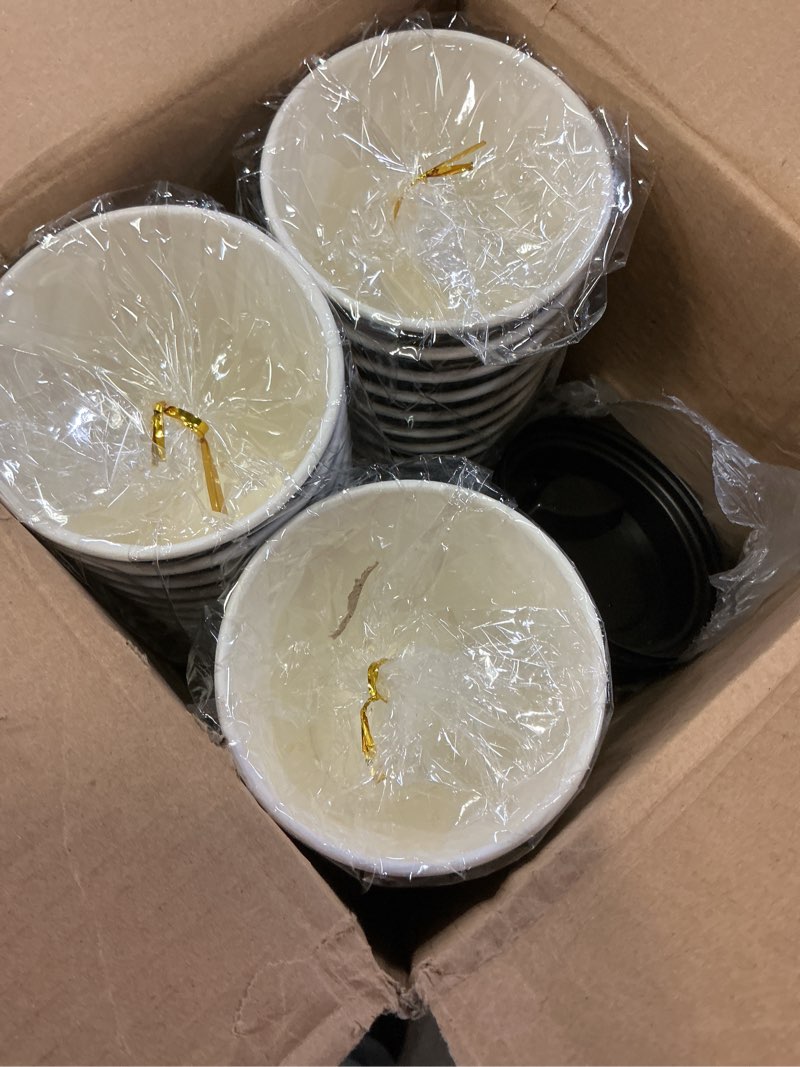 Condition photo showing New/Like New for Lamosi 16 oz Disposable Coffee Cups with Lids, 50 Pack Insulated Hot Cups To Go Paper Coffee Cups with Lids and Straws, Corrugated Ripple Wall Cup for Hot Drink, Office, Coffee Bar (Black) Black 16 oz