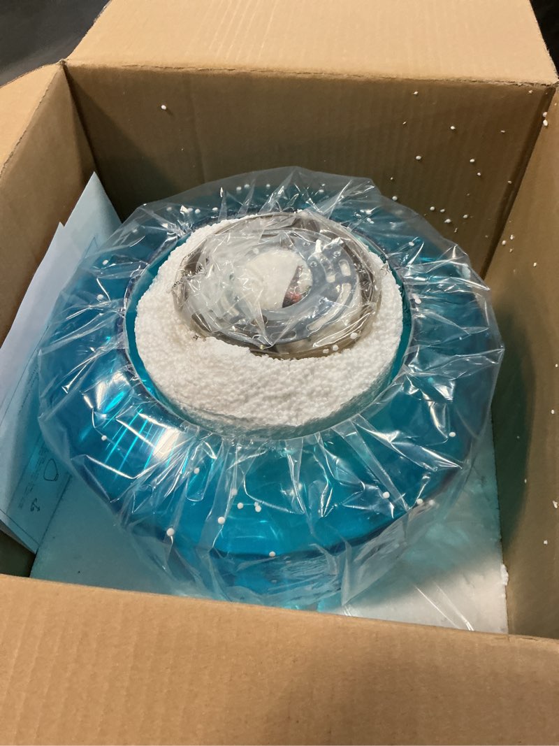 Condition photo showing Good Condition for Qepeety 11.02" Blue Glass Flush Mount Ceiling Light, Vintage Gold Modern Close-to-Ceiling Fixture fo