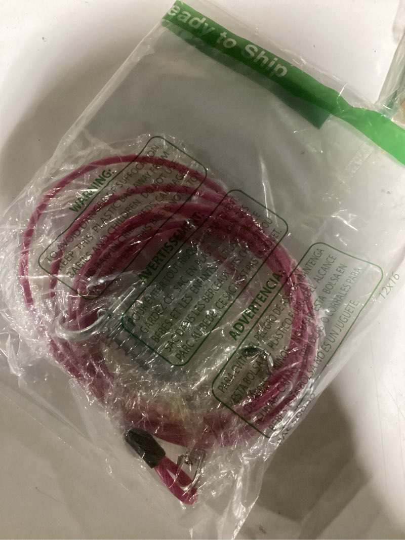 Condition photo showing New/Like New for jenico Dog Tie Out Cable, 10/15/20/30/40/50/70/100/150FT Runner Cable with Swivel Hook and Shock Spring, Dog Leash Run Tether for Yard Outdoor and Camping,for Small to Medium Pets Up to 500 LBS Pink 10FT
