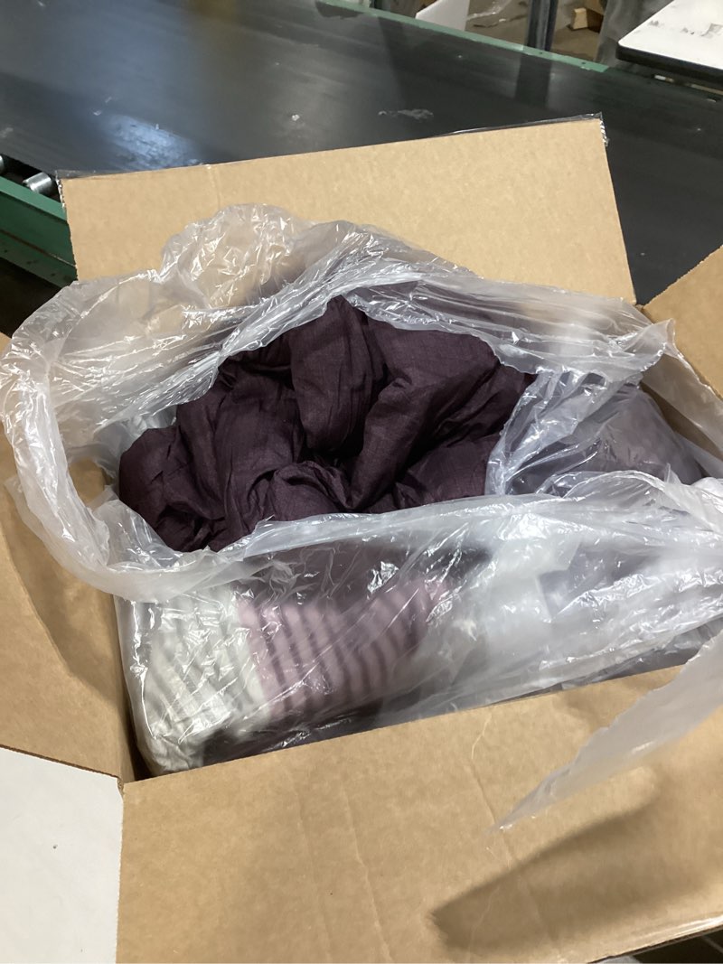 Condition photo showing Good Condition for WONGS BEDDING Purple Comforter Set Queen, Reversible Purple Striped Patchwork Alternative Comforte Set for Queen Bed,3 Pieces(1 Comforter+2 Pillowcases), Soft Microfiber Bedding Set 90”×90” Queen Purple