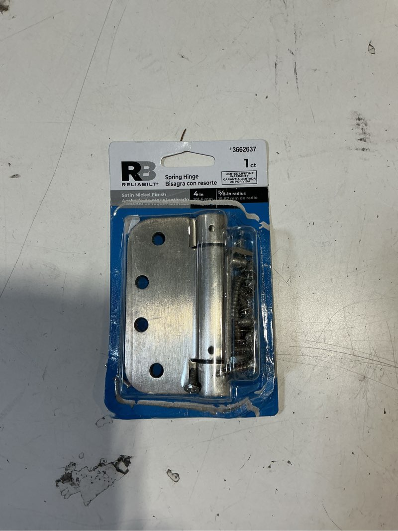 Condition photo showing Good Condition for reliabilt 4-in h x 5/8-in radius satin nickel spring interior door hinge