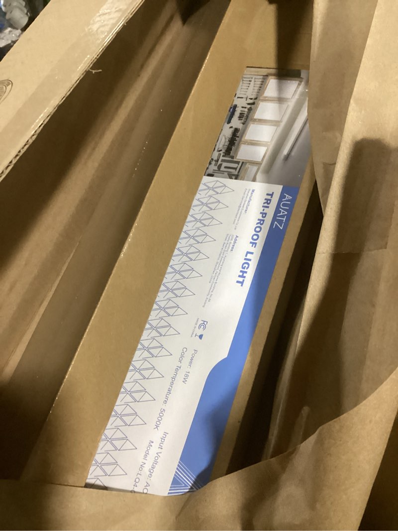 Condition photo showing New/Like New for led garage light 2ft linkable plug in ceiling light fixture, 5000k workbench tubelight with switch, 18w overhead lighting bar for room shop cabinet closet kitchen, ip65 waterproof, black 2ft 1