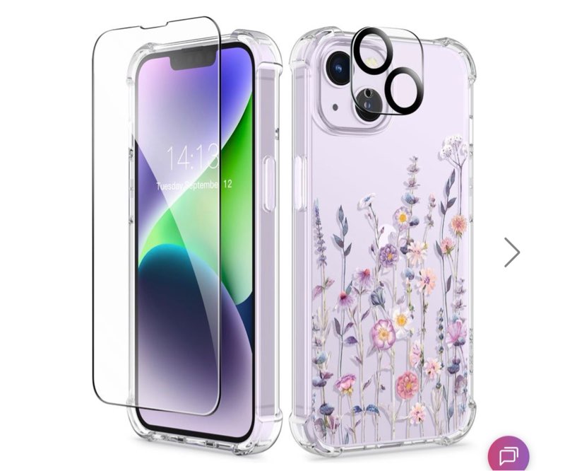 GVIEWIN for iPhone 14 Pro Max Case Floral, with Screen Protector+Camera Lens Protector,[Non Yellowin