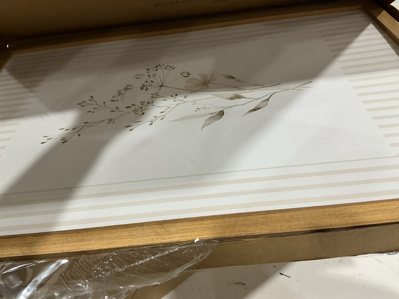Condition photo showing Good Condition for neutral wildflower wall art set of 2, vintage flower botanical wall decor painting, rustic cottagecore striped floral prints pictures for living room bedroom 16x24 inch framed pink flowers framed 24l" x 16w"