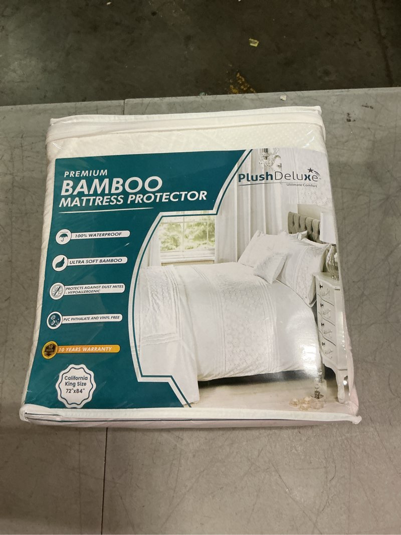 Condition photo showing New/Like New for plushdeluxe premium viscose mattress protector – cal-king size, waterproof, & ultra soft breathable noiseless washable bed mattress cover for comfort & protection 72x84 inches california king