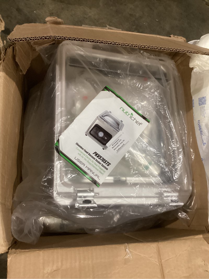 Condition photo showing As Is for PKVS70STS  Chamber Food Vacuum Sealer System  Commercial Electric Air Seal Preserver with Air Vac Bags(Stainless Steel)