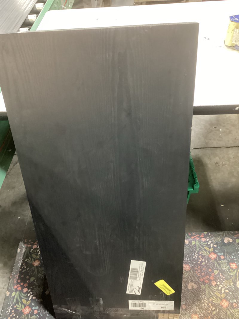 Condition photo showing As Is for kaboon 55x28 in black table top, solid one-piece wood desktop, universal wood countertop, reversible laminate top, double desks, laundry folding table, l-desk,27.5" d x 55" w