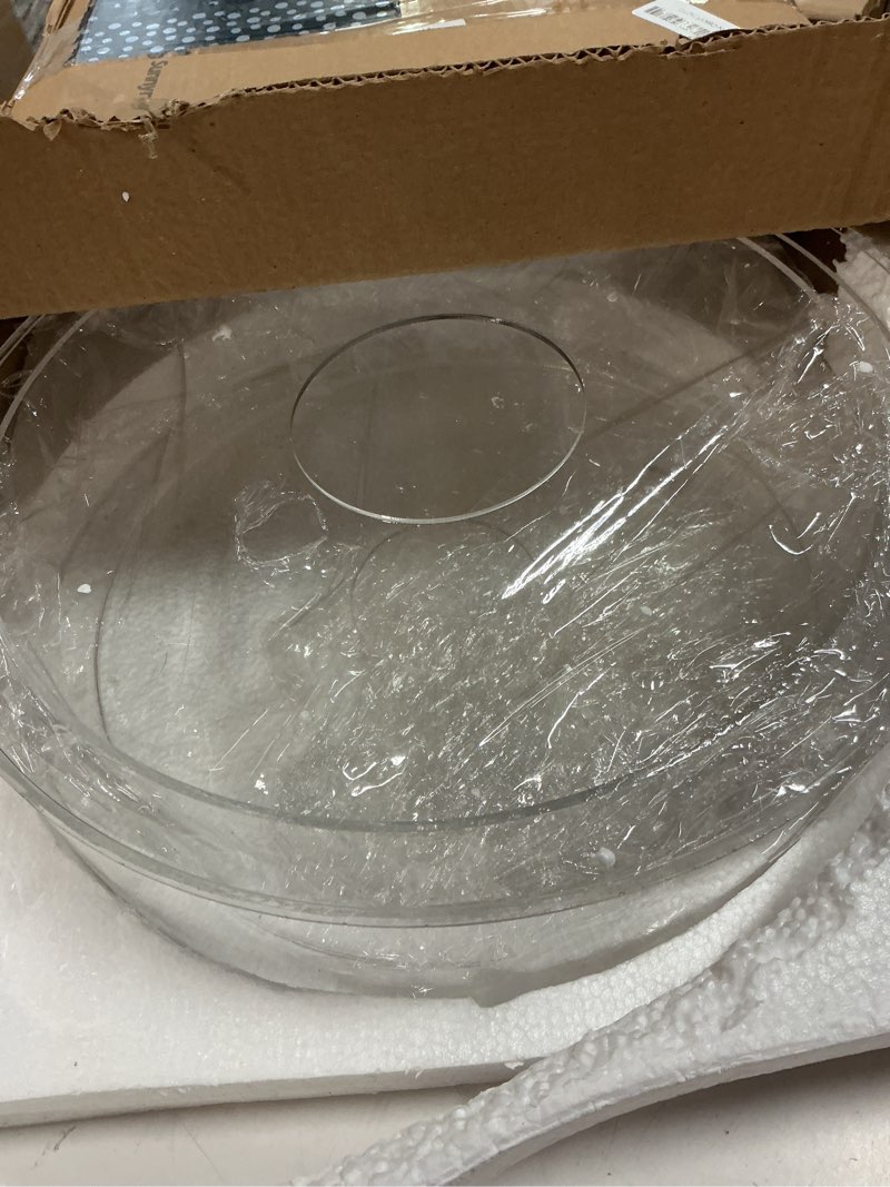 Condition photo showing Good Condition for sunnyray 2 pcs acrylic cake stands for dessert table clear fillable cake riser cupcake tier with led strings for birthday wedding holiday party display(12'', 14'')