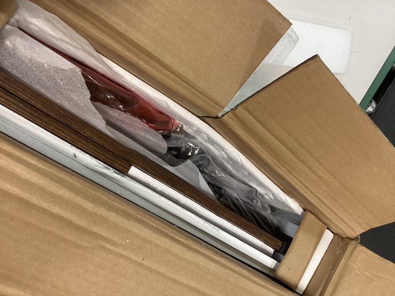 Condition photo showing As Is for SUPERJARE 53 inch Reversible L Shaped Desk with LED Lights & Power Outlets, Computer Desk with Shelves & Monitor Stand, Gaming Desk with Drawer, Home Office Desk Corner Desk, Rustic Brown Rustic Brown 53 inch