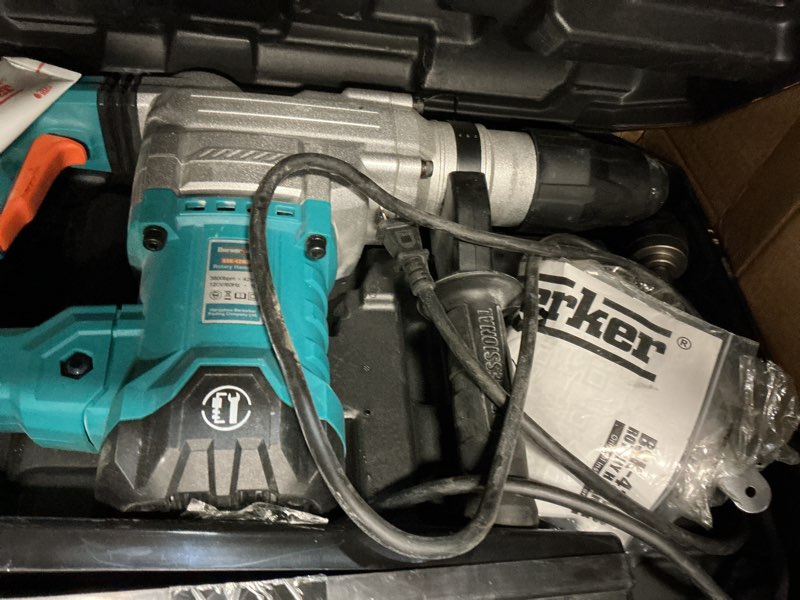 Condition photo showing As Is for berserker 1-9/16" sds-max heavy duty rotary hammer drill with vibration control,safety clutch,13 amp 3 functions demolition rotomartillo for concrete-including 4 drill bits,2 chisels,carrying case 1-9/16 in.