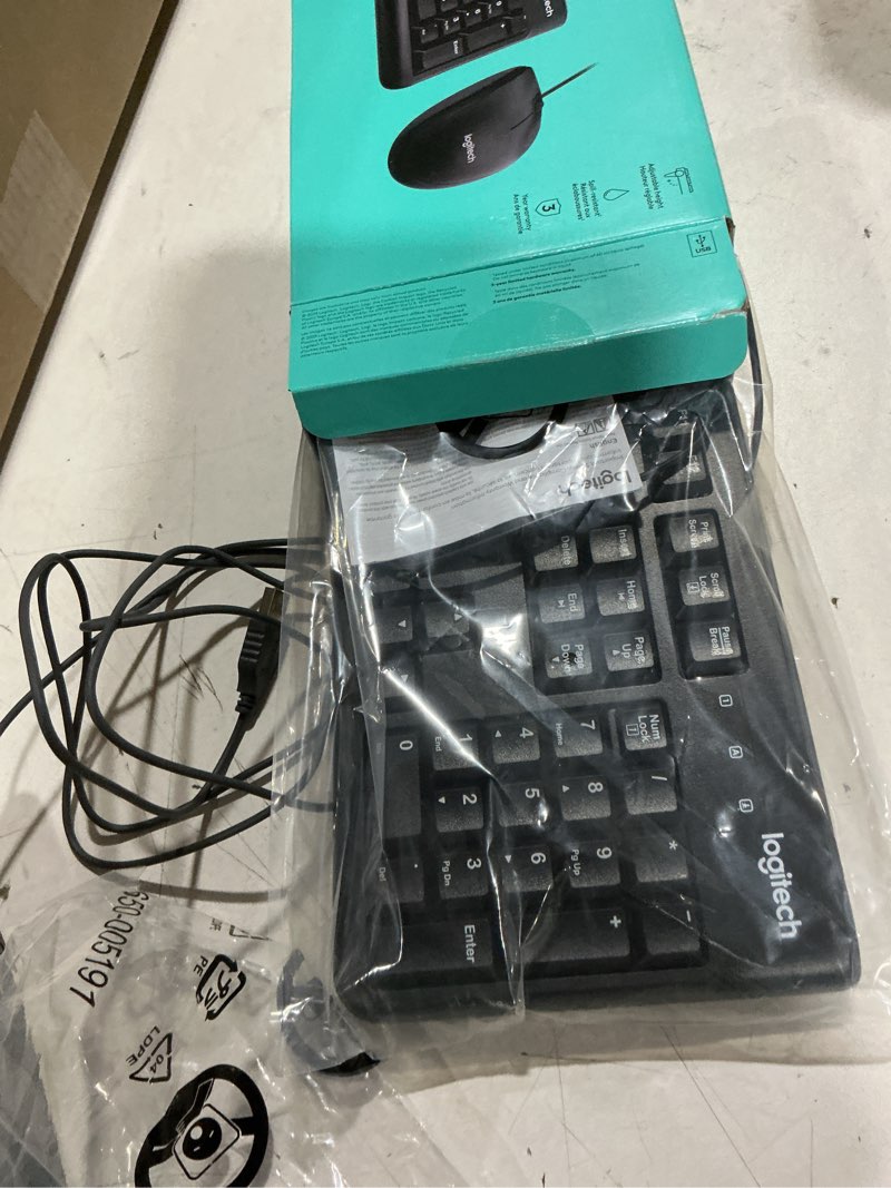 Condition photo showing Good Condition for logitech mk120 wired keyboard and mouse combo for windows, optical wired mouse, full-size keyboard, usb plug-and-play, compatible with pc, laptop - black