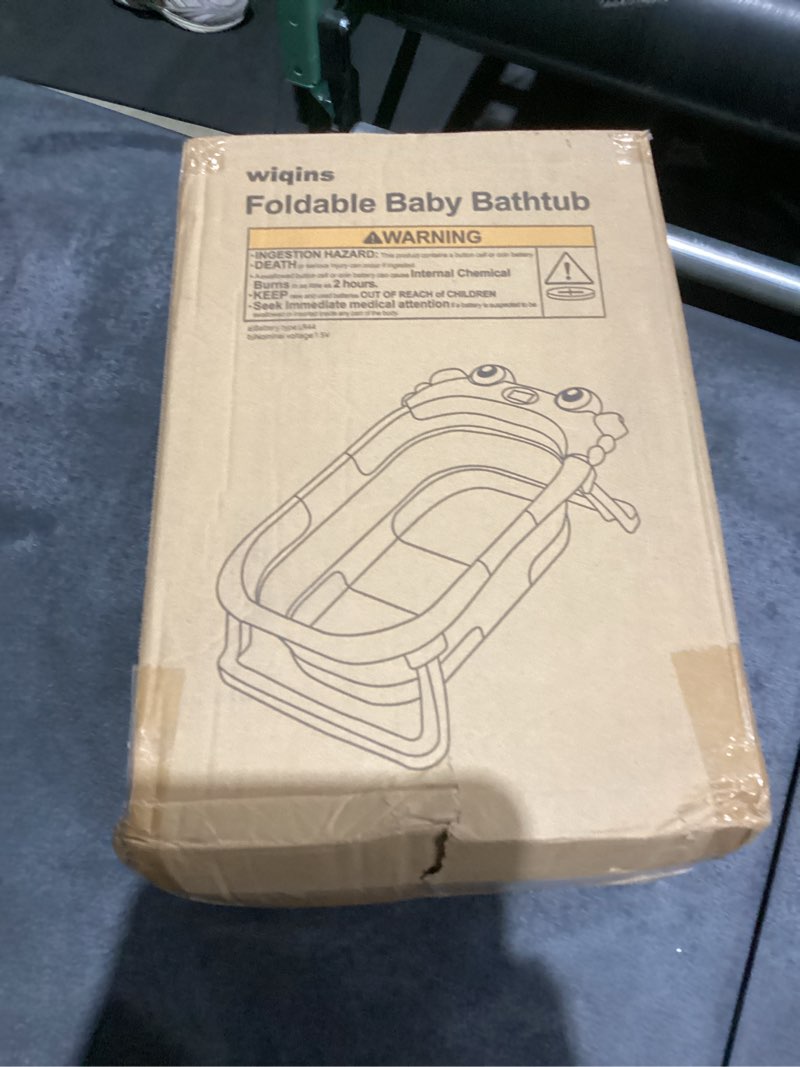 Condition photo showing New/Like New for Collapsible Baby Bathtub for Newborns with Thermometer and Soft Floating Cushion Portable and Foldable Travel Baby Girl Bath Tub for Infants to Toddler 0-36 Month (Pink)