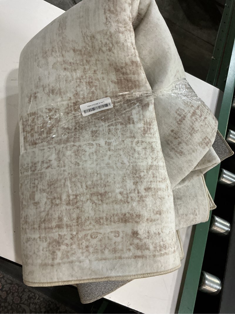 Condition photo showing Good Condition for area rug 6x9 vintage rug: washable living room rugs retro medallion distressed large rugs soft low pile non-slip indoor floor carpet for bedroom kitchen nursery dining table office (beige, 6'x9') beige 6' x 9' (rectangular)