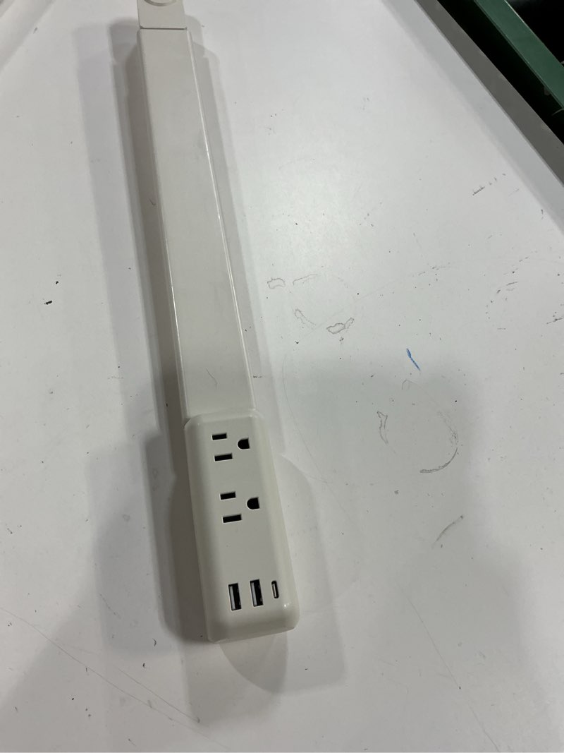 Condition photo showing Good Condition for electrical outlet extender stick with telescopic 22"-34" extension & 180° swivel, 2 ac outlets & 3 usb ports (1 usb-c/2 usb-a), for hard-to-reach outlets behind furniture bed desk sofa nightstands 1 pack